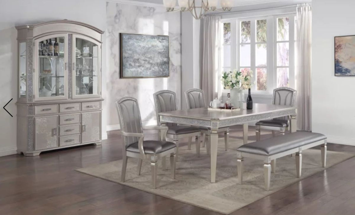 Crown Mark Klina Glam 2-Leaf Dining Table in Light Gray image