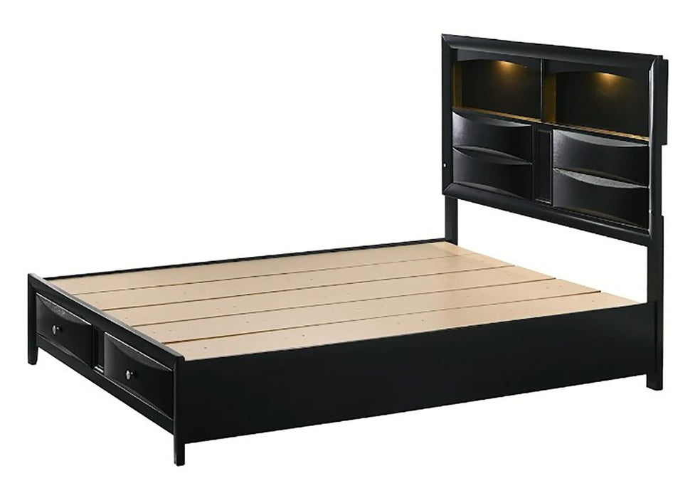 Crown Mark Furniture Fallon King Platform Bed with Storage in Black B4288-K