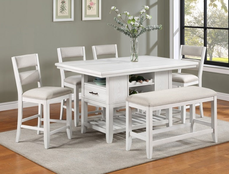 Crown Mark Furniture Wendy Counter Height Table in White