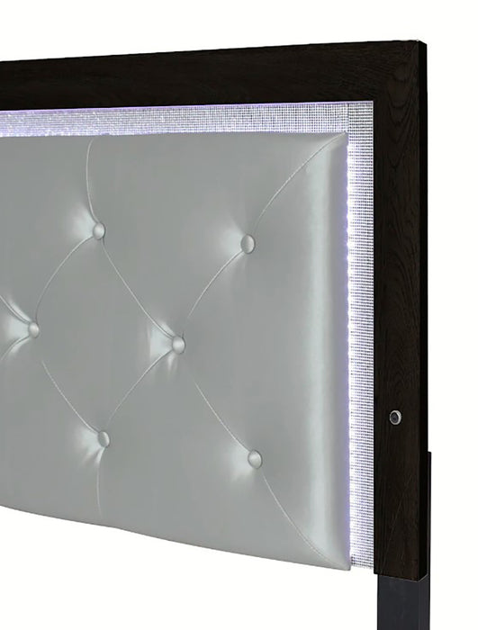 Crown Mark Furniture Jaylen Queen Upholstered Panel Bed in Black