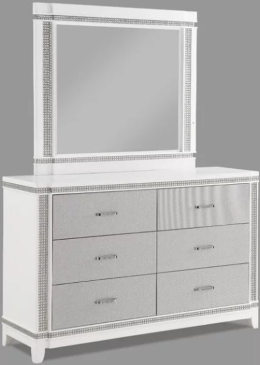 Crown Mark Furniture Ariane Mirror in Silver and White image